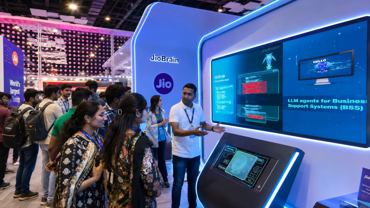 JioBrain tech experience center showcasing LLM agents and AI business